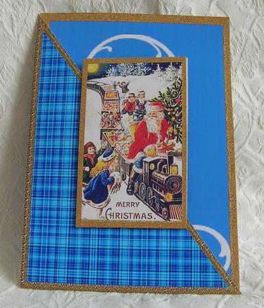 Father Christmas Train Corner Card by Debra Laraway