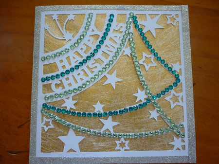 Happy Christmas with Stars Cutout Card by Deidre Chisnall