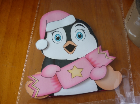 3D Shaped Christmas Card Kit - Pip Penguin has an Xmas Cracker by Deidre Chisnall