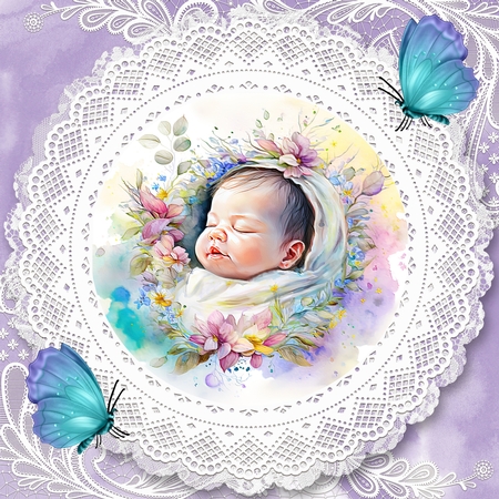 Lavender Watercolour Series Papers one  by Deloraine Neubauer