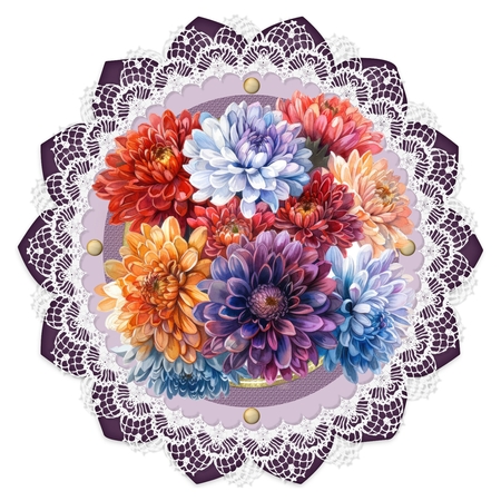 Lace n Pearl Round Frames-Winter Wonderland by Deloraine Neubauer