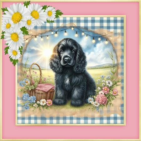Spring Picnic Pups 16 by Deloraine Neubauer