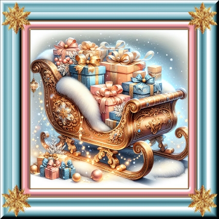 Golden Festive Sleigh - Illustrations for Cards, Mini kits & Designers by Deloraine Neubauer