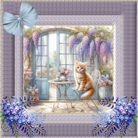 20+Wisteria Kittens on the patio by Deloraine Neubauer