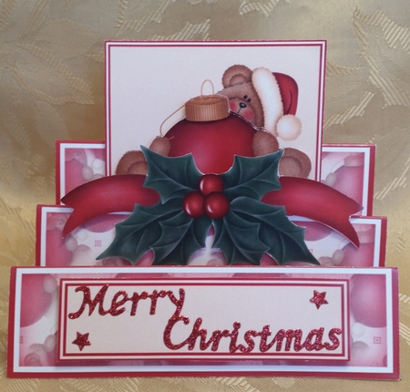 Cute Christmas Teddy with Baubler Stair Stepper Kit by Deloraine Neubauer