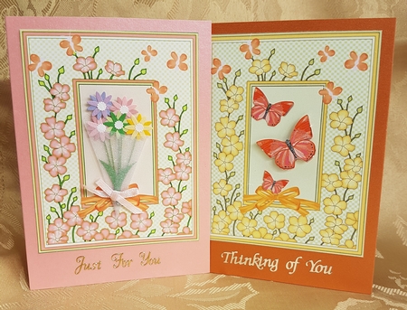 Floral Frame Card Fronts with Bow and Butterflys by Deloraine Neubauer