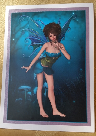 Aqua Blossom Fairy A4 Topper / Card Front by Deloraine Neubauer