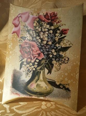 Vintage Flowers in a Vase on a Pillow Box by Deloraine Neubauer