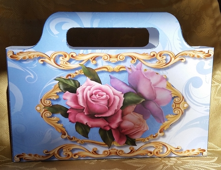 Lovely Deep Lilac Tote Bag with Roses,  by Deloraine Neubauer