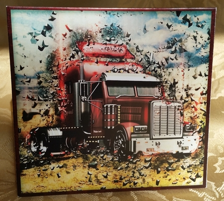 Shattered Big Rig Truck Red Gift Bag by Deloraine Neubauer