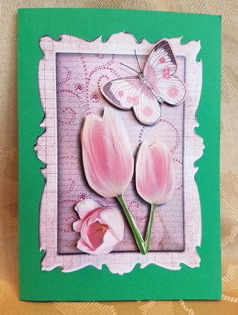 Pink Tulips and Butterflies by Deloraine Neubauer