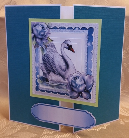 Pretty Vintage Swan with Blue Roses Pyramids by Deloraine Neubauer