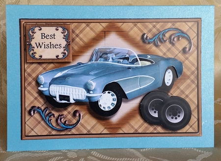 Blue Corvette Topper for Fathers Day Birthday Various Occasions by Deloraine Neubauer
