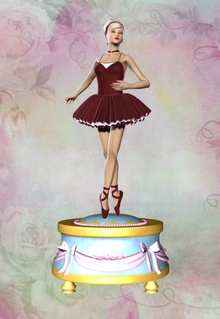 Beautiful Ballerina Dancer in Maroon Color Dress Poser Graphics by Deloraine Neubauer