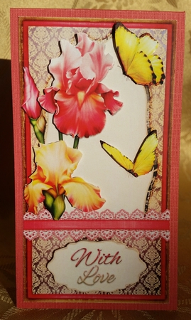 Iris and Butterflies pink 962 by Deloraine Neubauer