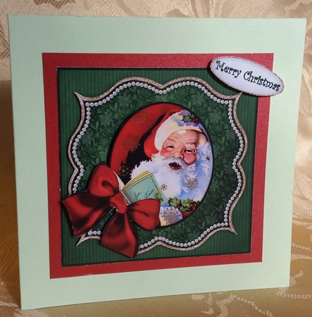 Square Bracket Christmas Card Santa Card B by Deloraine Neubauer