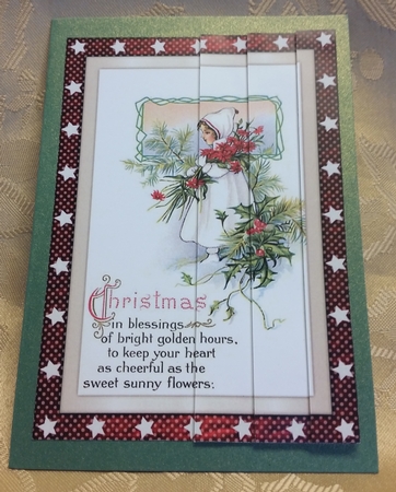 Vintage Christmas Girl with Flowers Side Stacker by Deloraine Neubauer