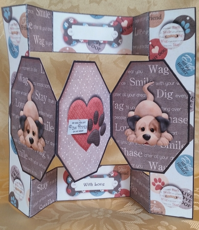 Doggies 2 Octagon Folded Pop-up Card  by Deloraine Neubauer