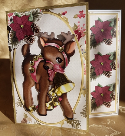 Reindeer With Bells Christmas Card Kit by Deloraine Neubauer
