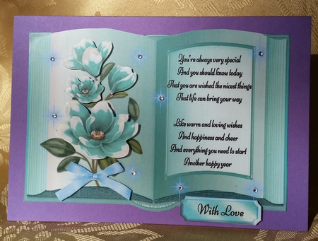 Beautiful Aqua Flower Open Book by Deloraine Neubauer