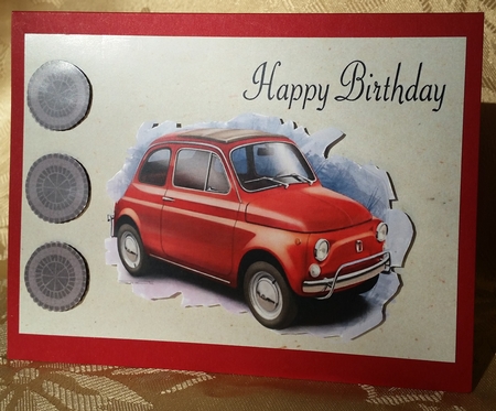 Happy Birthday. Red Fiat by Deloraine Neubauer