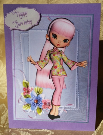 Pretty Asian Cookie Girl 2 Quick Card Sheet by Deloraine Neubauer