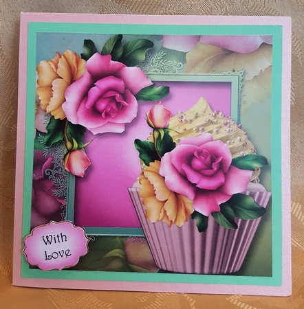 Yellow & Lilac Rose Cupcake 8x8 by Deloraine Neubauer