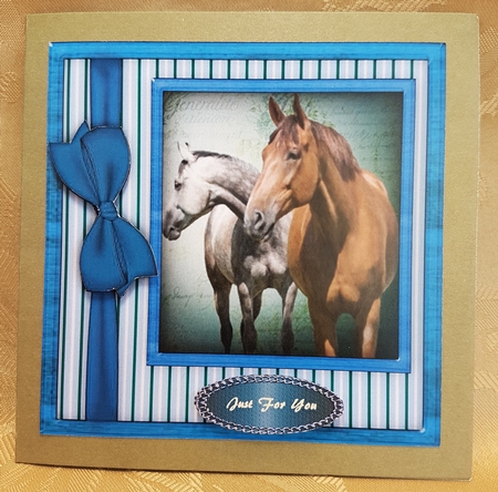 Beautiful Horses in a Blue frame  by Deloraine Neubauer