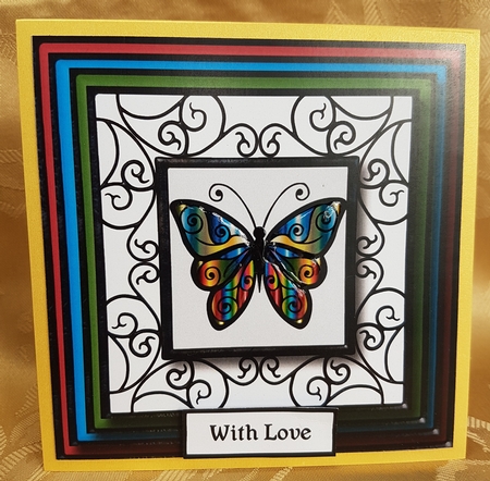 Stained Glass Butterfly 8x8 by Deloraine Neubauer