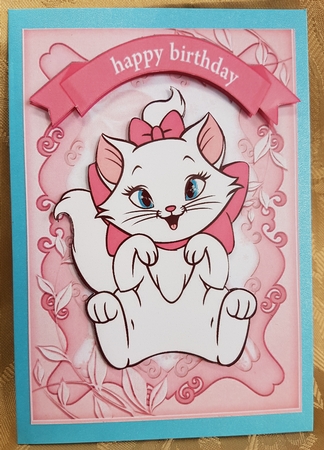 playful white kitty with bow A5 by Deloraine Neubauer