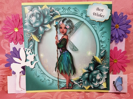 Flower Fairy Of The Teal Rose 8x8 by Deloraine Neubauer