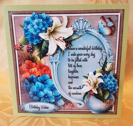 Card Topper With Beautiful Flower and Sentiment 894 by Deloraine Neubauer