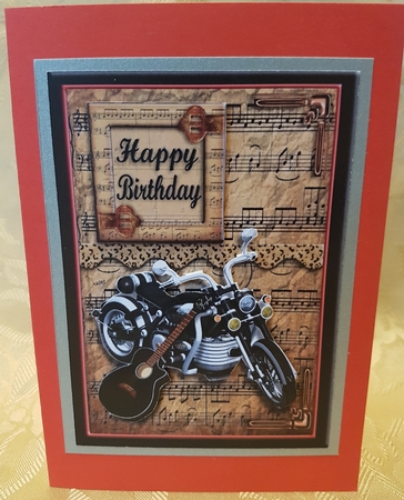 Music Biker Birthday or Fathers Day 5x7 Card Topper by Deloraine Neubauer