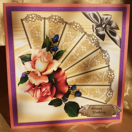 rose fan 8x8 by Deloraine Neubauer