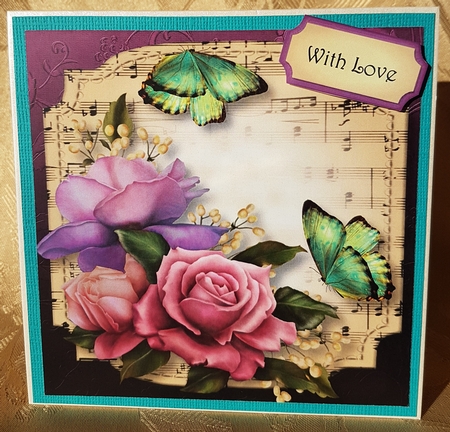 Sheet Music Plaque - Belle Roses 8x8 by Deloraine Neubauer