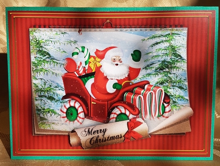 Santa Driving Car Calendar Christmas Holiday Winter Easy Quick Cards by Deloraine Neubauer
