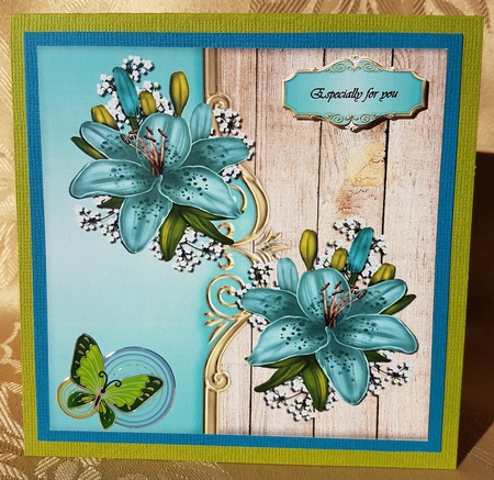 Teal Lilies Topper 2 by Deloraine Neubauer