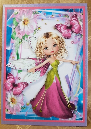 pretty faerie in pink in flower frame with butterflies A5 by Deloraine Neubauer