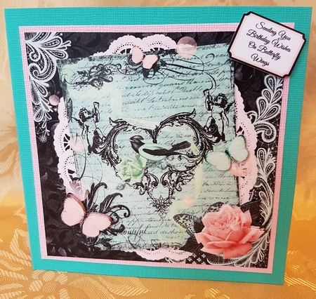 Pink Green and Black Butterfly Wishes by Deloraine Neubauer