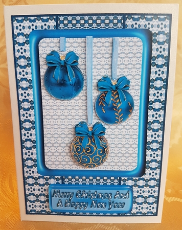 JJ CHRISTMAS HOLIDAY BAUBLES TRIO BLUE A5 by Deloraine Neubauer