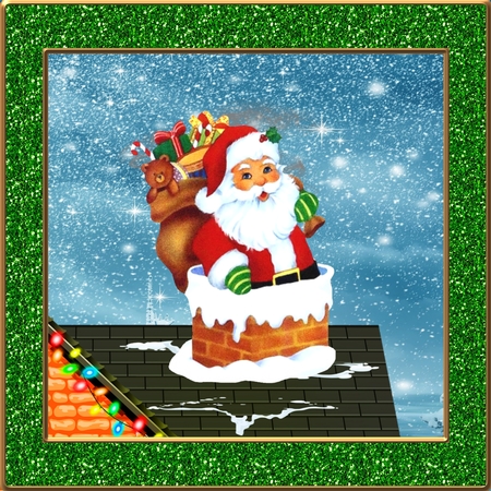 Santa in the Chimney Decoupage  by Deloraine Neubauer