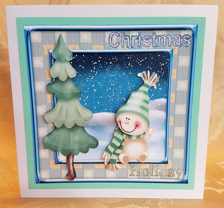 JJ CUTE SNOWMAN 1 5X5 DECOUPAGE CARD Featured Gallery Photo