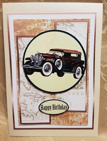 Brown and Teal Vintage Car Birthday by Deloraine Neubauer