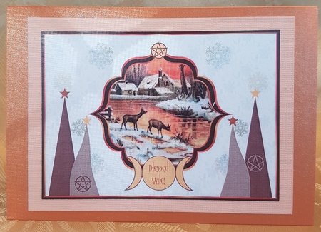 Vintage Solstice Sunset Blessed Yule 5x7 Quick Card with Insert by Deloraine Neubauer
