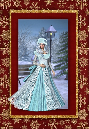 Christmas Colors 2 - Golden Snowflake & Glitter Pattern Rectangle A4 Size Frames  by Deloraine Neubauer