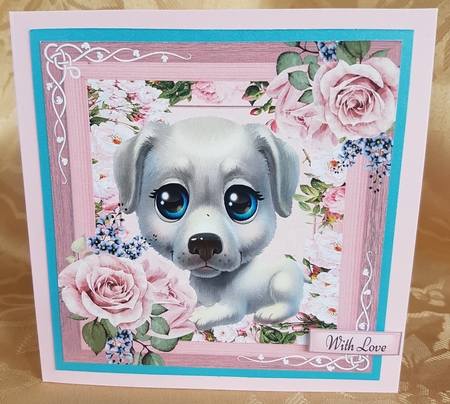 Beautiful Blue Eyed White Puppy 8x8 by Deloraine Neubauer