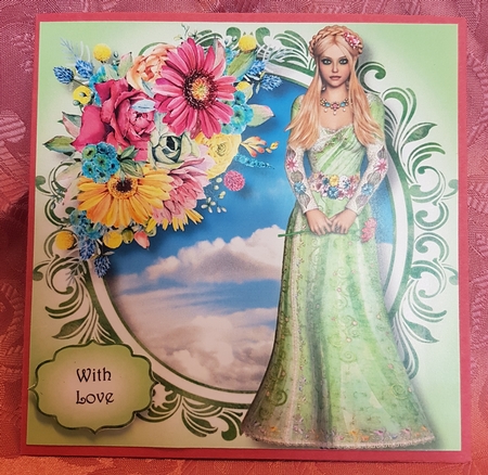 My Lady With Summer Flowers 8x8 by Deloraine Neubauer