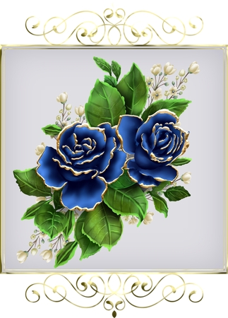Gold Trim Rose Bouquet Kit-1 by Deloraine Neubauer