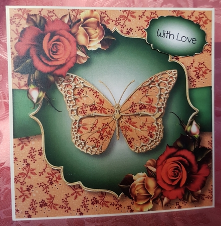 Floral Butterfly - Flame Orange Roses 8x8 by Deloraine Neubauer