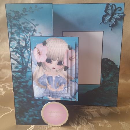 Petunia Fairy Foldback Card with Simple Pyramage by Deloraine Neubauer